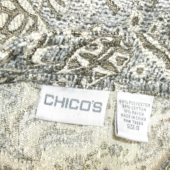 Chico's Grey Gold Tan Brocade Crop Jacket 0 Small - Picture 4 of 4